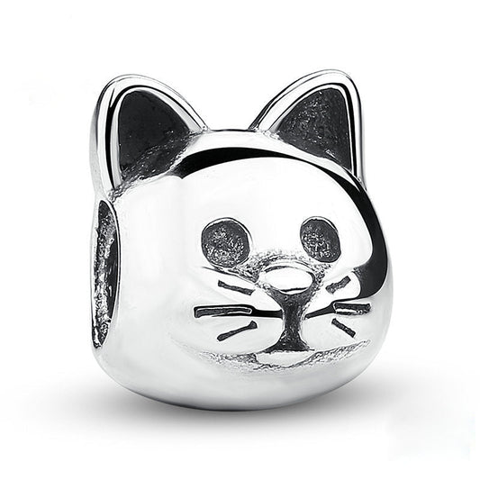 Cute kitten Meow Sterling Silver Charm Bead-DUNALI
