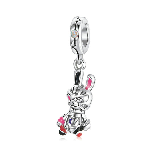 Cyberpunk Mechanical Bunny Sterling Silver Charm Pendant-DUNALI