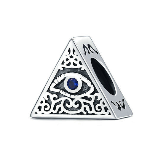 Demon Eye Sterling Silver Triangle Charm Bead-DUNALI