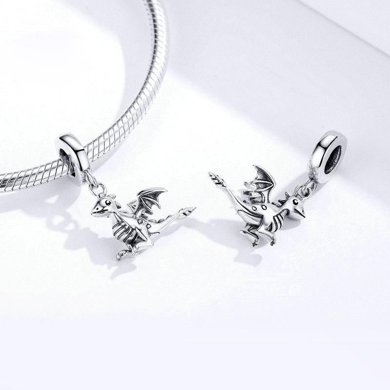 Dragon Dinosaur En Argent Sterling Pendentif Charm Animaux