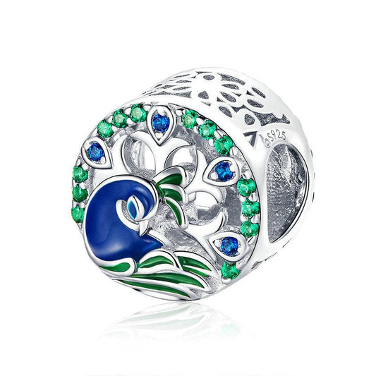 Elegante perla in argento sterling pavone verde brillante