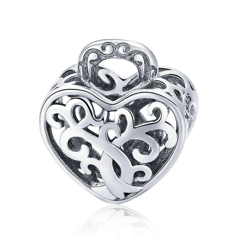 Perla in argento sterling con lucchetto eterno dell'amore