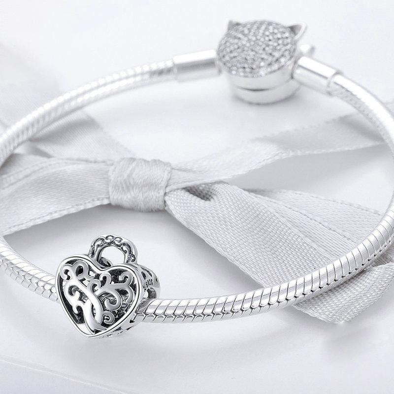 Perla in argento sterling con lucchetto eterno dell'amore