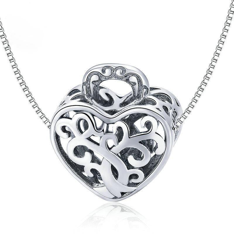 Perla in argento sterling con lucchetto eterno dell'amore