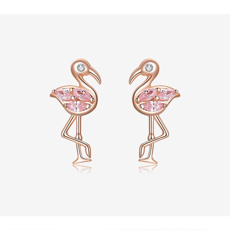 Flamingos Boucles D'Oreilles En Placage Or Rose