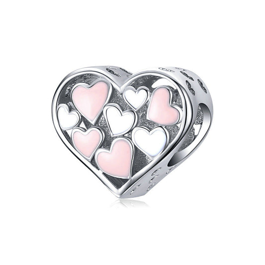 Girly Heart Pink Love Heart Charm Bead-DUNALI