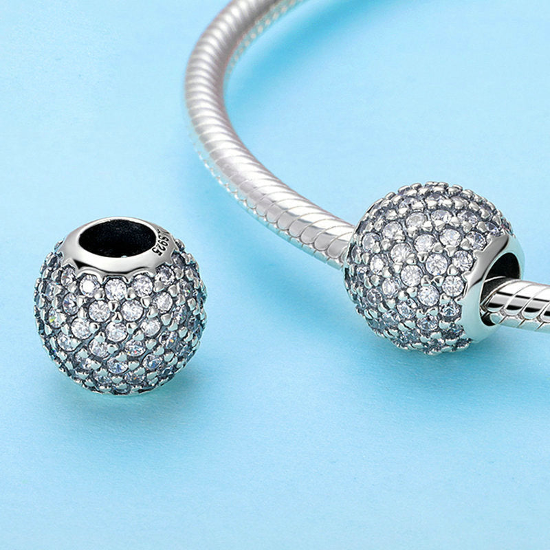 Perle de Charme Boule en Argent Sterling Brillant Glamour