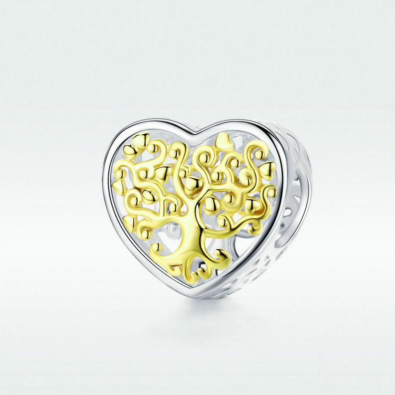Perla a forma di cuore dell'albero della vita cavo d'oro