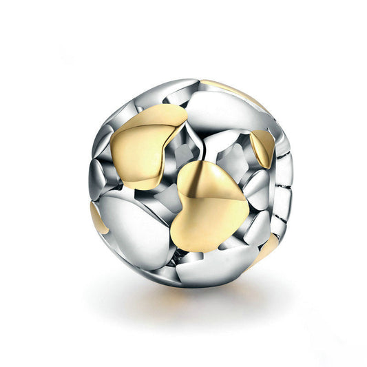 Gold Luxury Heart Sterling Silver Charm Bead-DUNALI