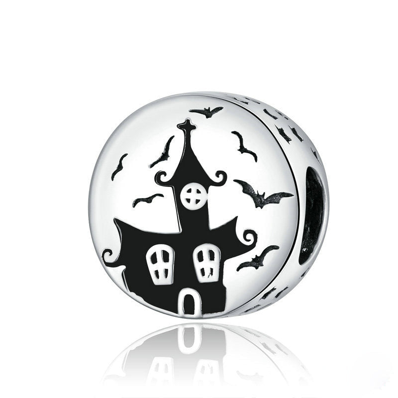 Halloween Ghost Castle Sterling Silver Charm Bead-DUNALI