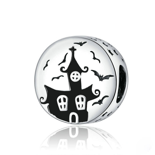 Halloween Ghost Castle Sterling Silver Charm Bead-DUNALI