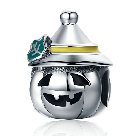 Perle de Charme en Argent Sterling Tête de Citrouille d'Halloween