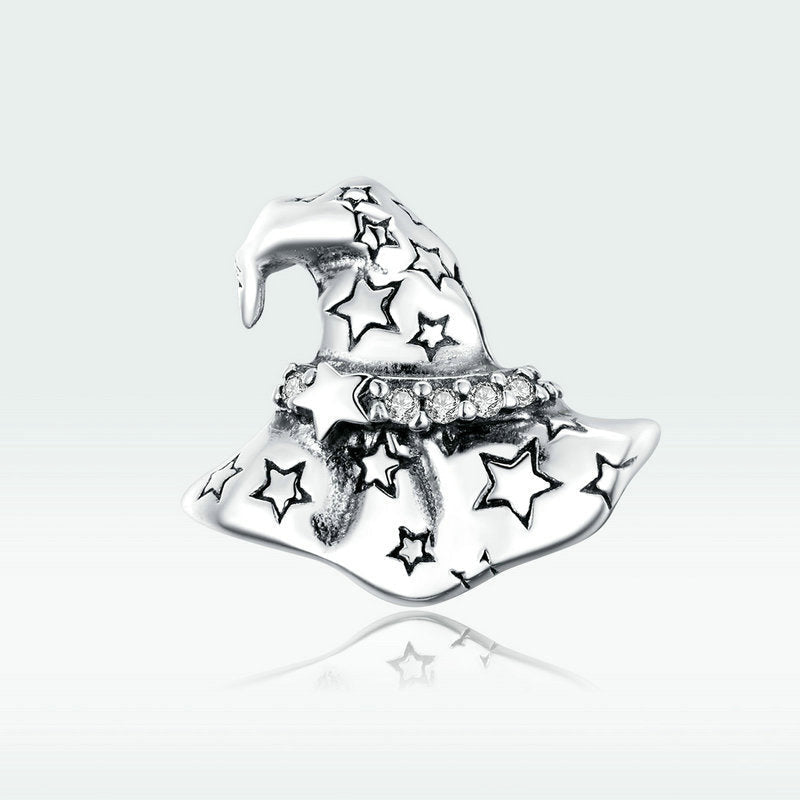Perla di fascino in argento sterling con cappello da strega di Halloween
