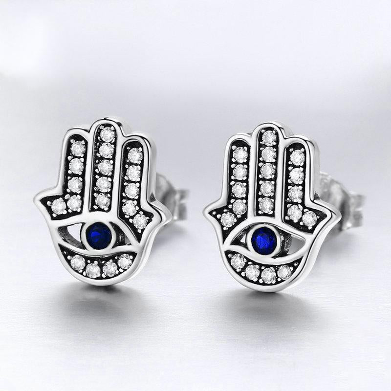 Ensemble Bracelet Et Boucles D'Oreilles En Argent Sterling à La Main De Hamsa