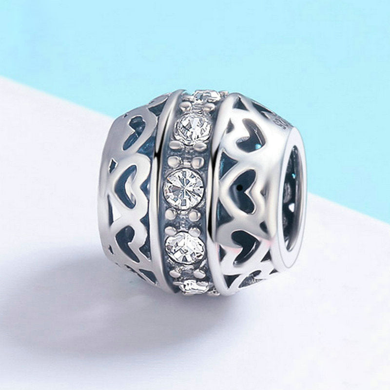 Perle de Charme de Boule d'argent Sterling de Coeur Creux