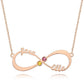 Collana con nome Infinity in argento con pietra portafortuna placcata in oro rosa