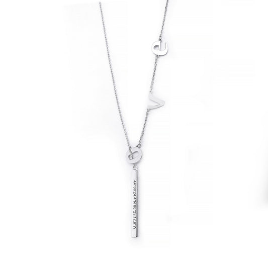 Collana in argento con ciondolo personalizzato "Love" con barra verticale