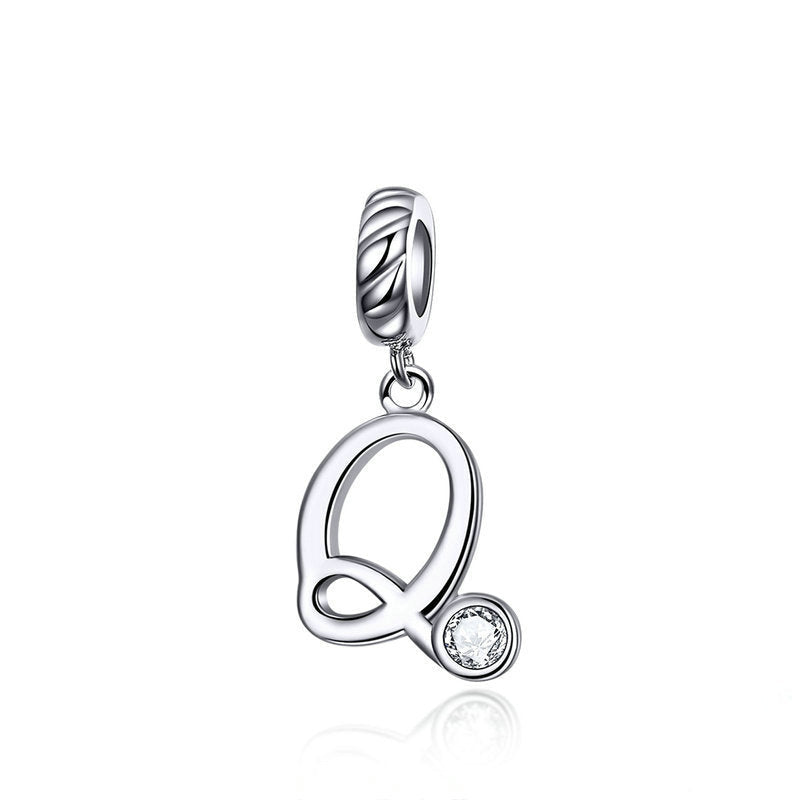 Letter Q Sterling Silver Handmade Pendant Charm-DUNALI