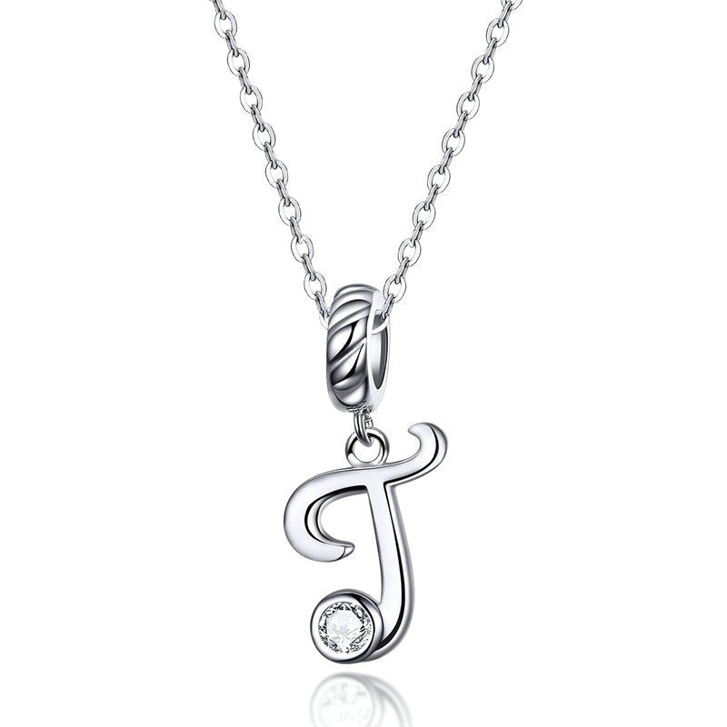 Ciondolo con lettera T in argento sterling fatto a mano