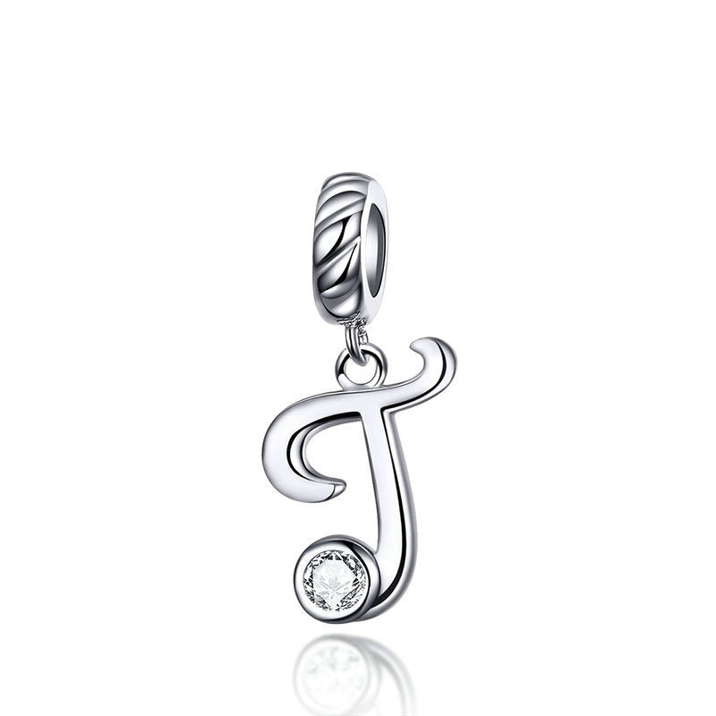 Letter T Sterling Silver Handmade Pendant Charm-DUNALI