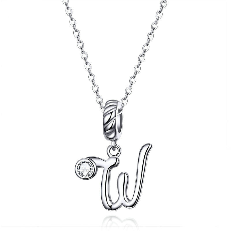 Charm Pendentif Fait Main En Argent Sterling Lettre W