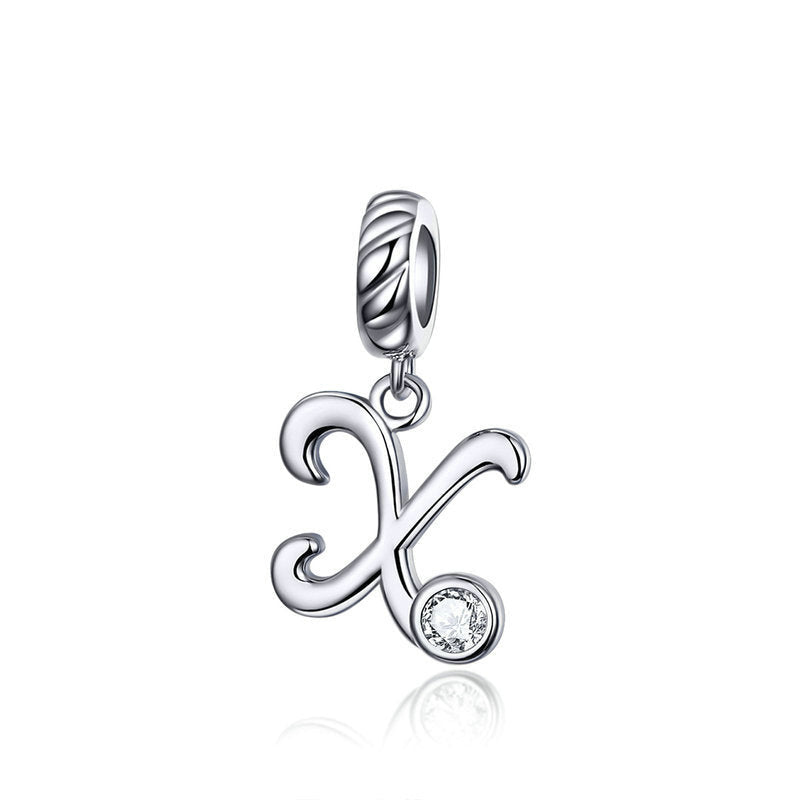 Letter X Sterling Silver Handmade Pendant Charm-DUNALI