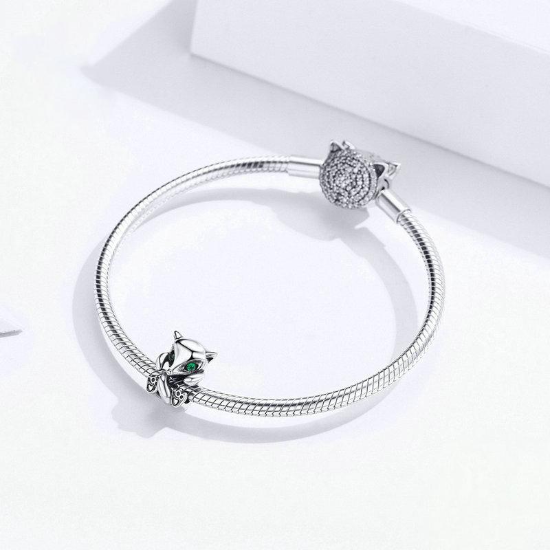 Perle De Charm Animaux En Argent Sterling Little Fox Hug