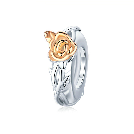 Lover Rose Flower Sterling Silver Charm Bead-DUNALI
