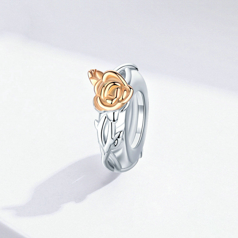 Ciondolo fiore rosa amante con perline in argento sterling