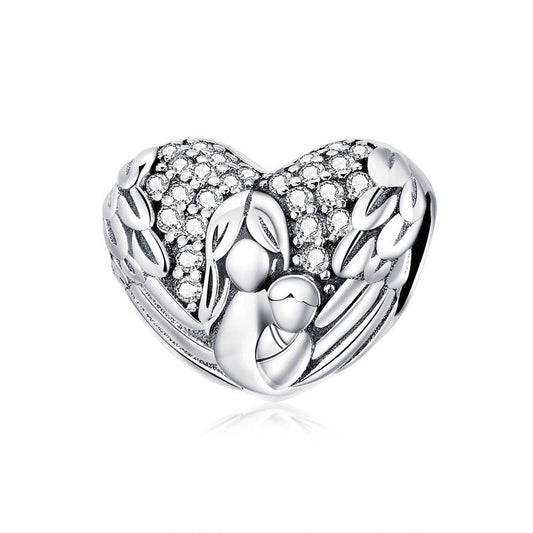 Maternal Love Embossed Sterling Silver Heart-shaped Bead-DUNALI