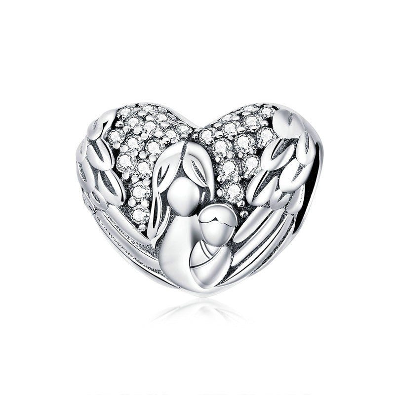 Maternal Love Embossed Sterling Silver Heart-shaped Bead-DUNALI