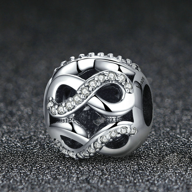 Perle de Charme Boule en Argent Sterling Numéro 8