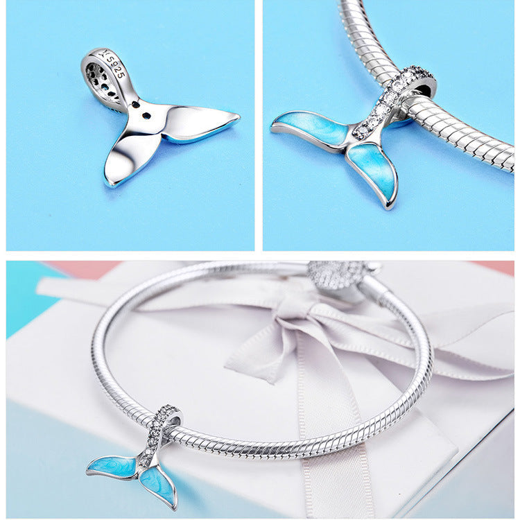 Charm collana coda di pesce in argento sterling