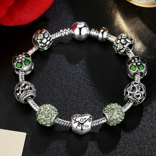 Set di braccialetti personalizzati con fibbia tonda fai da te verde
