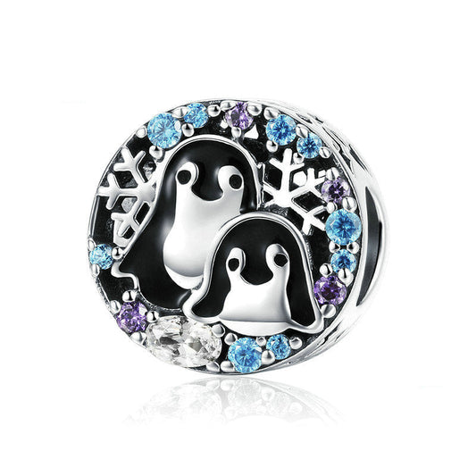 Penguin Family Sterling Silver Charm Bracelet Bead-DUNALI