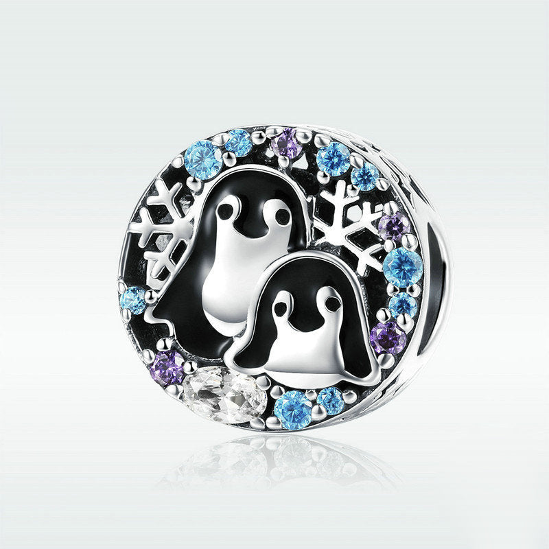 Charm Animaux en Argent Sterling Famille Pingouin