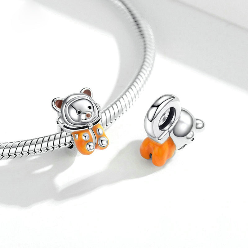 Bead Charm Argento 925 orso spaziale Personalità