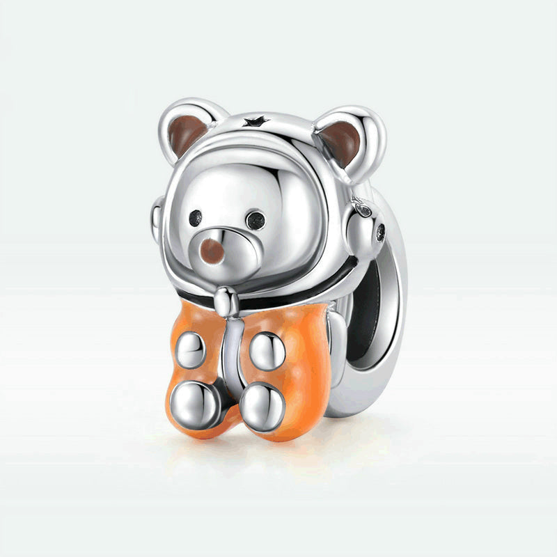 Bead Charm Argento 925 orso spaziale Personalità