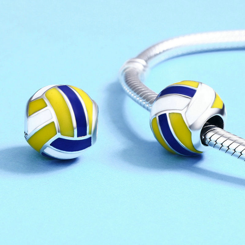 Perla di fascino personalizzata in argento sterling da beach volley