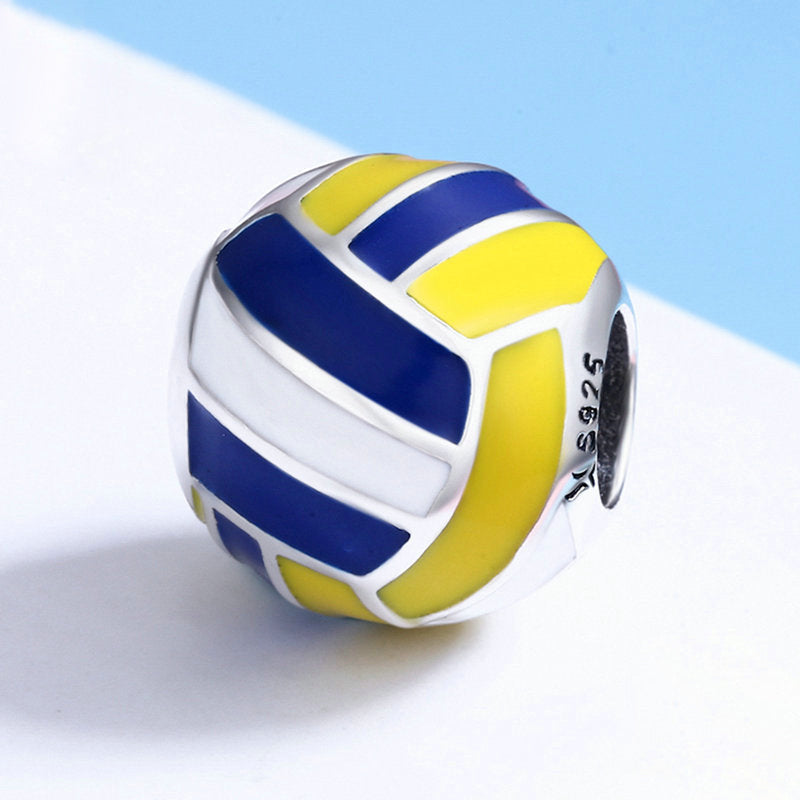 Perla di fascino personalizzata in argento sterling da beach volley