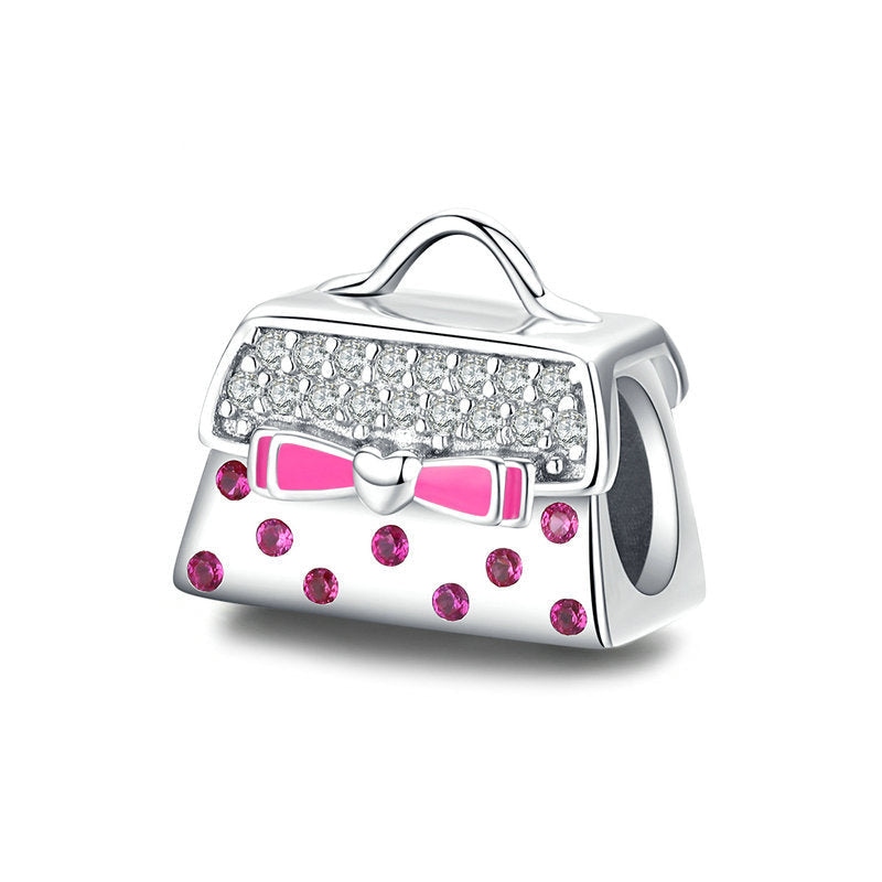 Pink Handbag Sterling Silver Charm Bracelet Bead-DUNALI