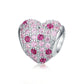 Pink Sparkle Sterling Silver Heart Charm Bead-DUNALI