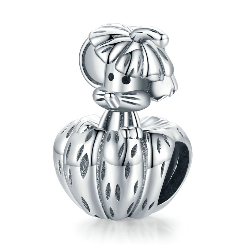 Pumpkin & Mouse Sterling Silver Charm Bead-DUNALI