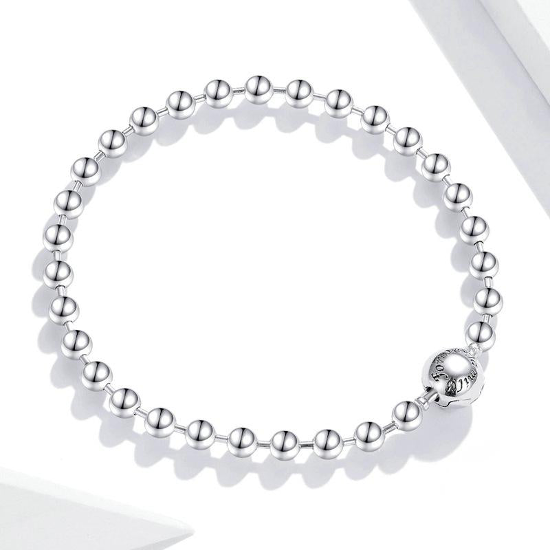 Bracciale a catena con perline rotonde in argento sterling stile punk