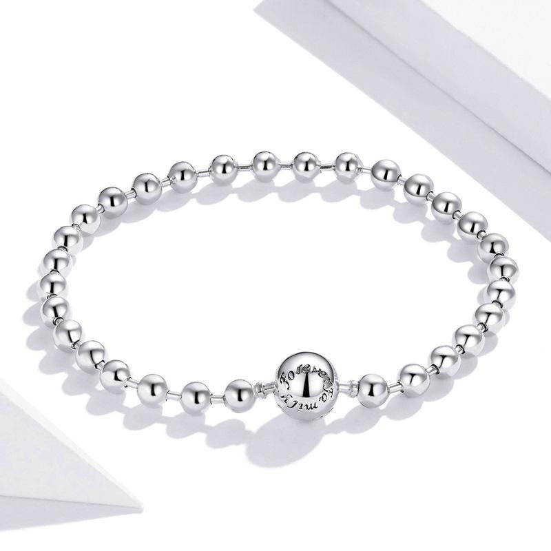 Bracciale a catena con perline rotonde in argento sterling stile punk