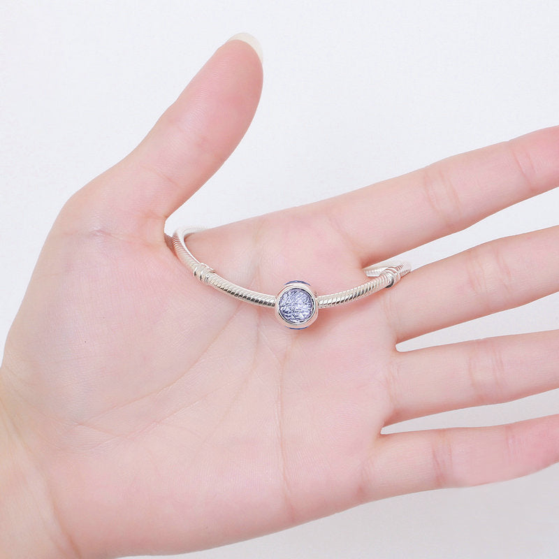 Perle boule de charme en argent sterling émail violet