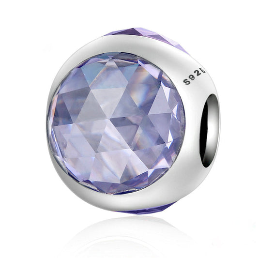 Purple Enamel Sterling Silver Charm Ball Bead-DUNALI