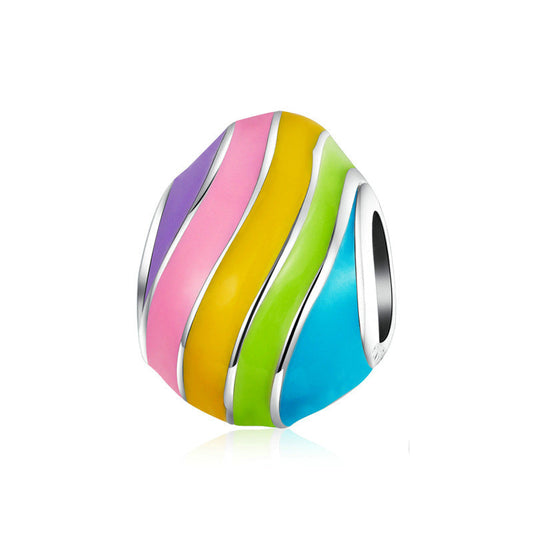 Rainbow Easter Egg Sterling Silver Charm Bead-DUNALI