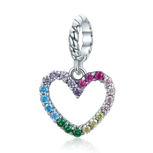 Ciondolo in argento sterling con cuore arcobaleno