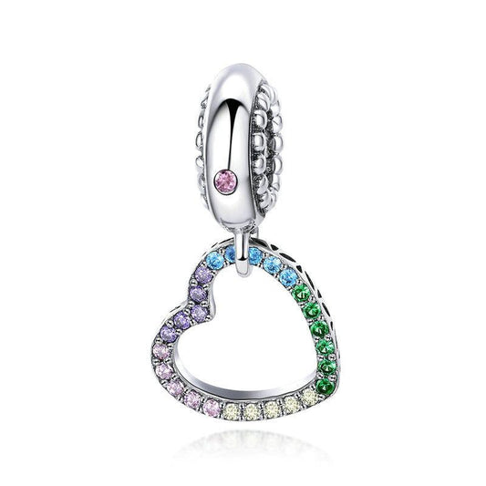 Ciondolo in argento sterling con cuore arcobaleno